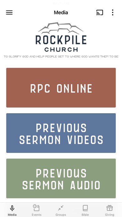 Emulate iPhone app RockPile Church using MyAndroid