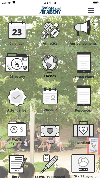 Emulate iPhone app Rocky Mount Academy using MyAndroid