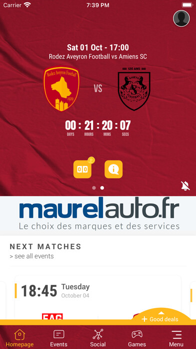 Emulate iPhone app Rodez Aveyron Football using MyAndroid