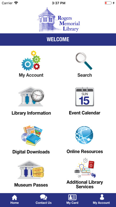Emulate iPhone app Rogers Memorial Library using MyAndroid