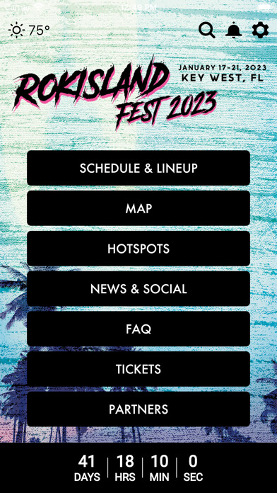 Emulate iPhone app RokIsland Fest using MyAndroid