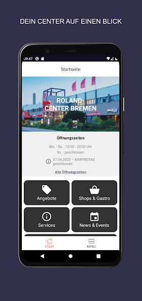 Emulate iPhone app Roland-Center Bremen using MyAndroid Emulate iPhone app Roland-Center Bremen using MyAndroid