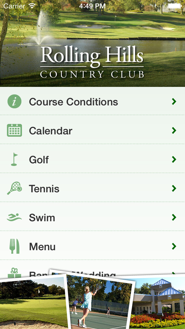 Emulate iPhone app Rolling Hills Country Club using MyAndroid