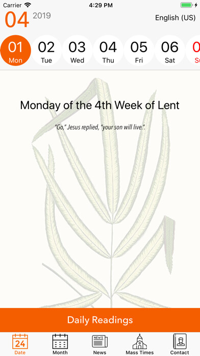 Emulate iPhone app Roman Catholic Calendar using MyAndroid Emulate iPhone app Roman Catholic Calendar using MyAndroid