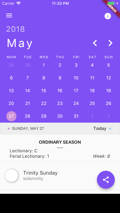 Emulate iPhone app Roman Liturgical Calendar using MyAndroid Emulate iPhone app Roman Liturgical Calendar using MyAndroid