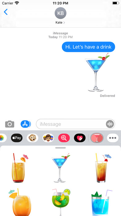 Emulate iPhone app Romantic Cocktail Stickers using MyAndroid Emulate iPhone app Romantic Cocktail Stickers using MyAndroid