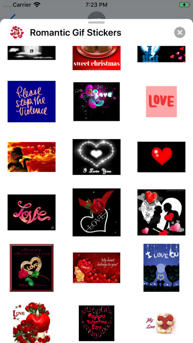Emulate iPhone app Romantic Gif Stickers using MyAndroid