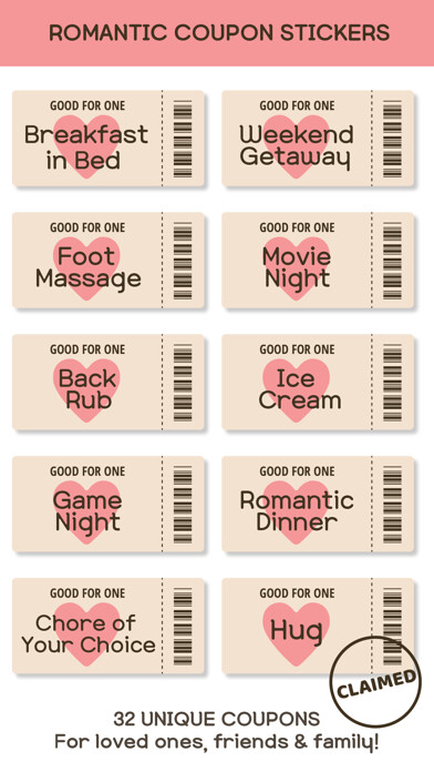 Emulate iPhone app Romantic Love Coupon Stickers using MyAndroid
