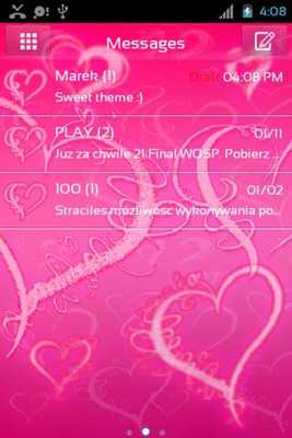 Emulate Android APK Romantic Pink Theme for GO SMS
