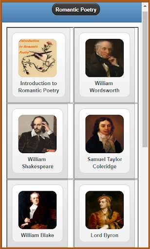 Run android online APK Romantic Poets  & Poems from MyAndroid or emulate Romantic Poets  & Poems using MyAndroid