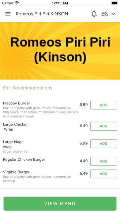 Emulate iPhone app Romeos Piri Piri KINSON using MyAndroid Emulate iPhone app Romeos Piri Piri KINSON using MyAndroid