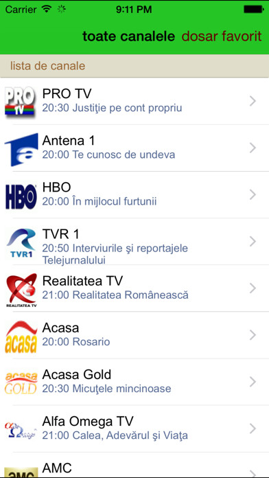 Emulate iPhone app România programul tv using MyAndroid