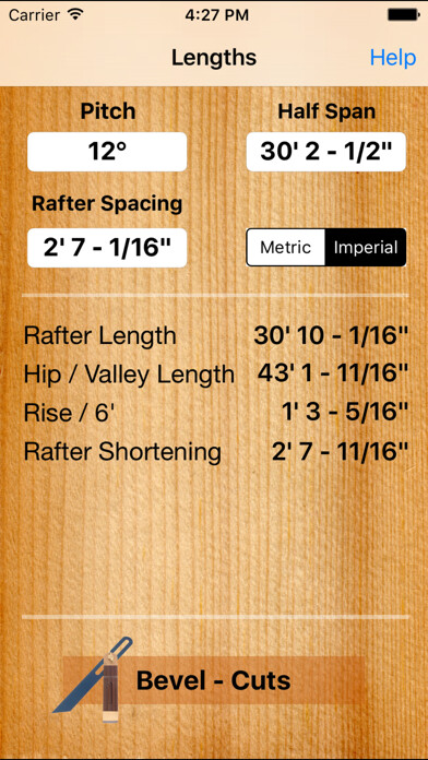 Emulate iPhone app Roof Carpenter - Rafter Calc using MyAndroid