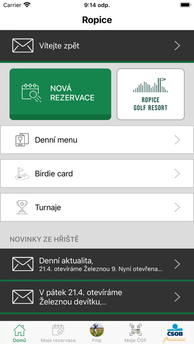 Emulate iPhone app Ropice Golf Resort using MyAndroid