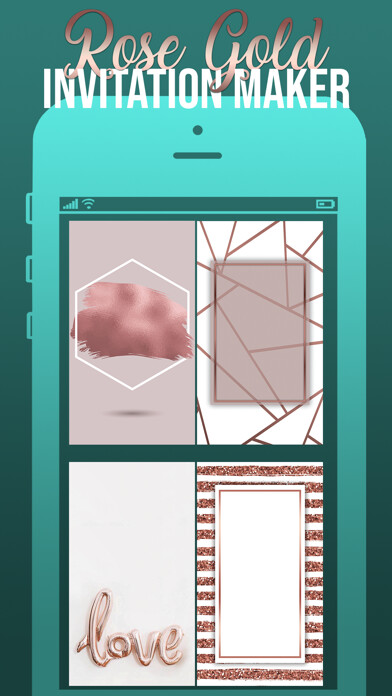 Emulate iPhone app Rose Gold Invitation Maker using MyAndroid
