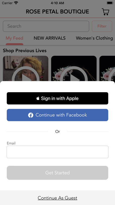 Emulate iPhone app ROSE PETAL BOUTIQUE using MyAndroid