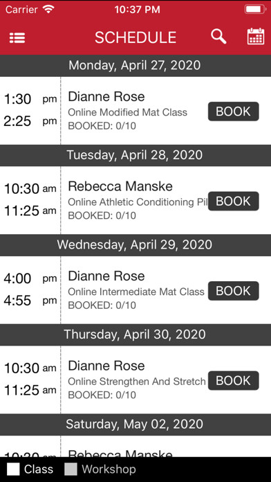 Emulate iPhone app Rose Pilates using MyAndroid