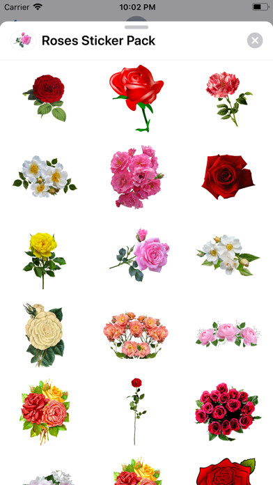 Emulate iPhone app Roses Stickers using MyAndroid