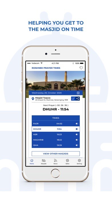 Emulate iPhone app Roshnee Prayer Times using MyAndroid
