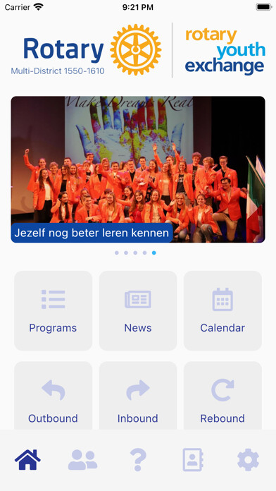 Emulate iPhone app Rotary Youth Exchange NL using MyAndroid