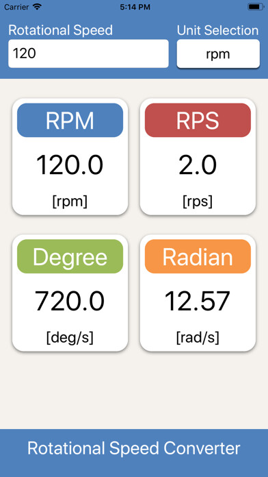 Emulate iPhone app Rotational Speed Converter using MyAndroid