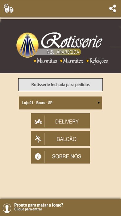 Emulate iPhone app Rotisserie Nossa Senhora Aparecida using MyAndroid