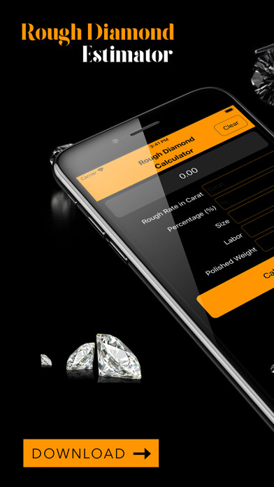 Emulate iPhone app Rough Diamond Calculator using MyAndroid