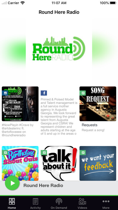 Emulate iPhone app Round Here Radio. using MyAndroid
