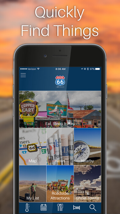 Emulate iPhone app Route 66 Travel by TripBucket using MyAndroid Emulate iPhone app Route 66 Travel by TripBucket using MyAndroid