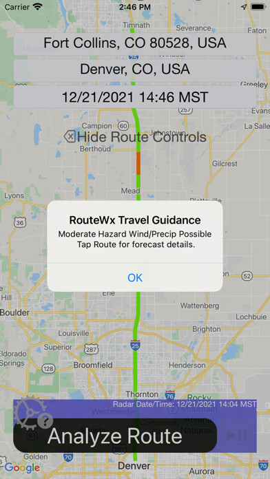 Emulate iPhone app RouteWx using MyAndroid
