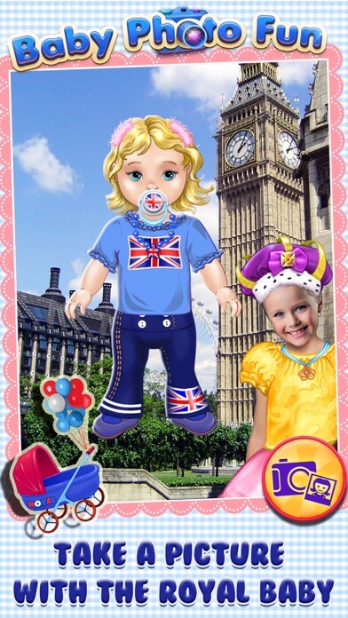 Emulate iPhone app Royal Baby Photo Fun - Dress Up & Card Maker using MyAndroid
