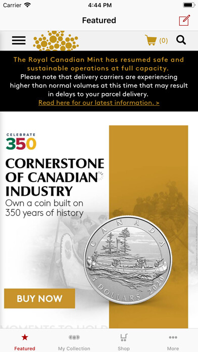Emulate iPhone app Royal Canadian Mint using MyAndroid