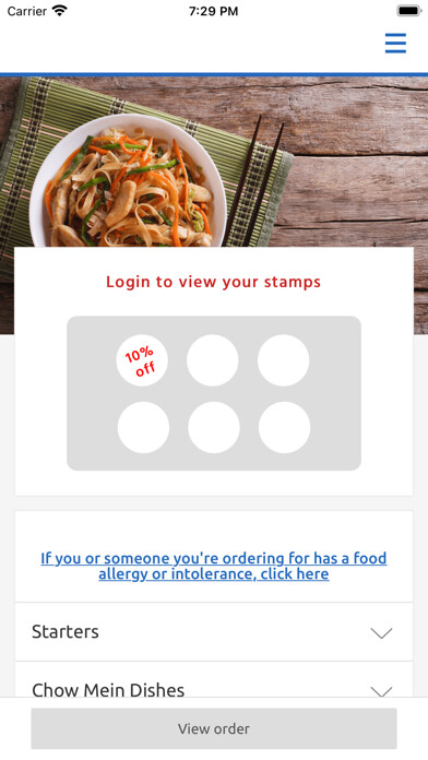 Emulate iPhone app Royal Dragon Chinese Takeaway, using MyAndroid