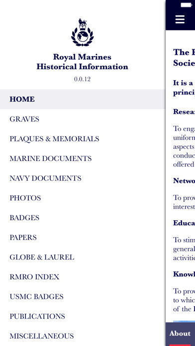 Emulate iPhone app Royal Marines Historical using MyAndroid