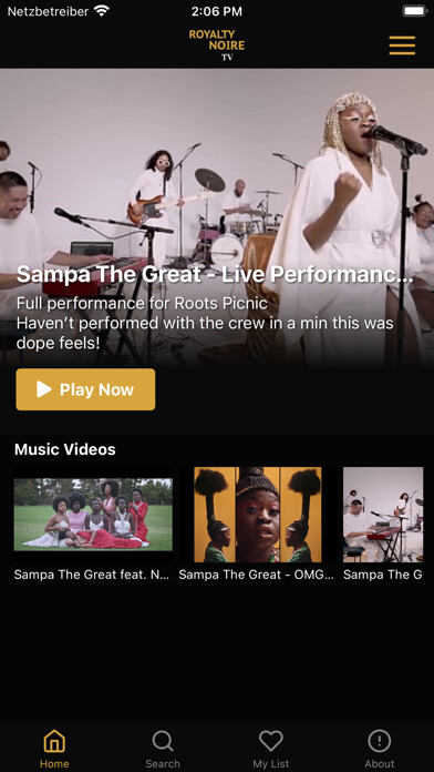 Emulate iPhone app Royalty Noire TV using MyAndroid