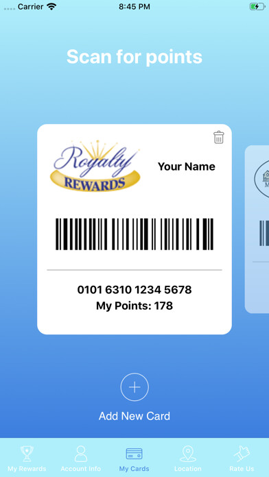 Emulate iPhone app Royalty Rewards® Member App using MyAndroid