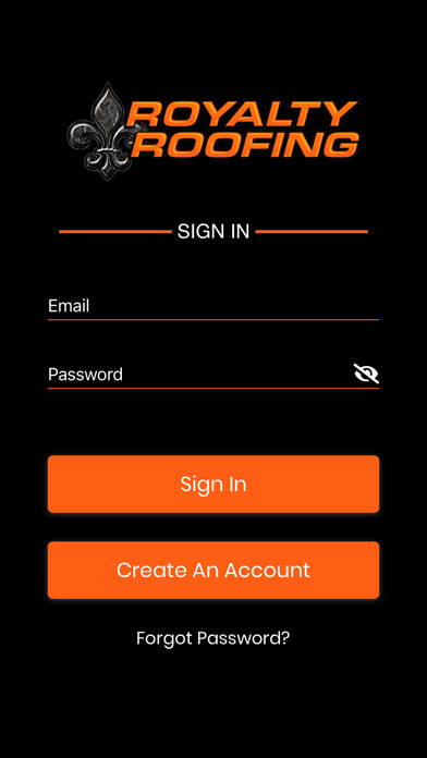 Emulate iPhone app Royalty Roofing using MyAndroid