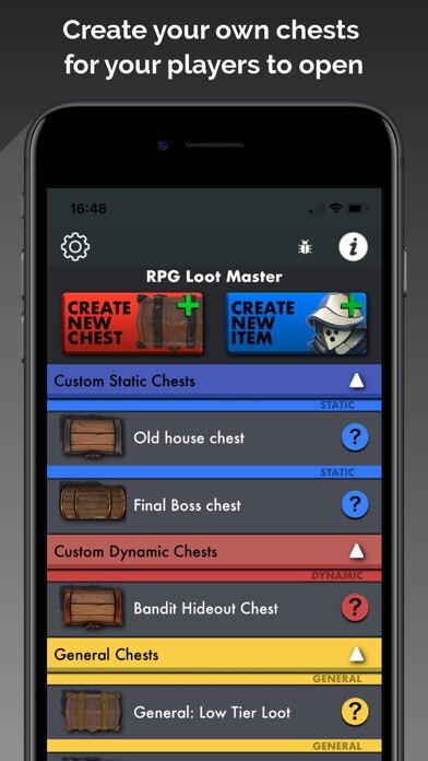 Emulate iPhone app RPG Loot Master using MyAndroid