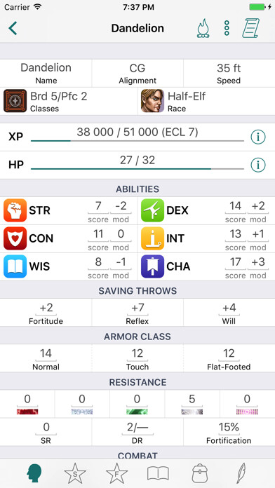 Emulate iPhone app RPG Scribe Pathfinder & 3.5 using MyAndroid