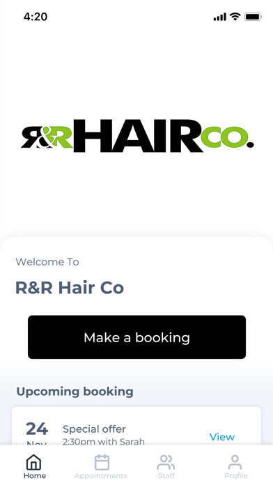 Emulate iPhone app R&R Hair Co using MyAndroid