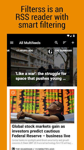 Run android online APK RSS reader with smart filtering - Filterss from MyAndroid or emulate RSS reader with smart filtering - Filterss using MyAndroid