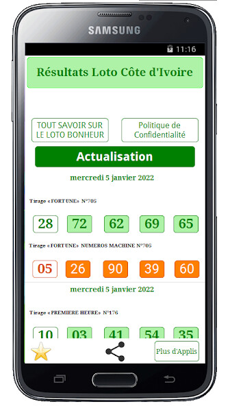 Run android online APK Résultats Loto CI from MyAndroid or emulate Résultats Loto CI using MyAndroid