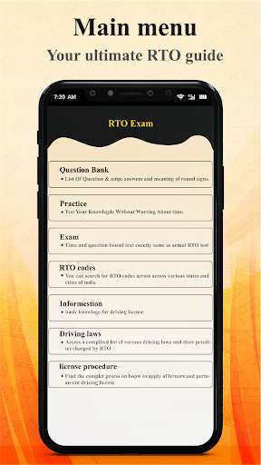 Run android online APK RTO Exam Driving Licence Exam - All Language from MyAndroid or emulate RTO Exam Driving Licence Exam - All Language using MyAndroid