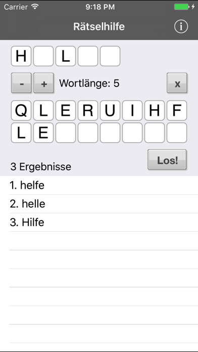 Emulate iPhone app Rätselhilfe using MyAndroid