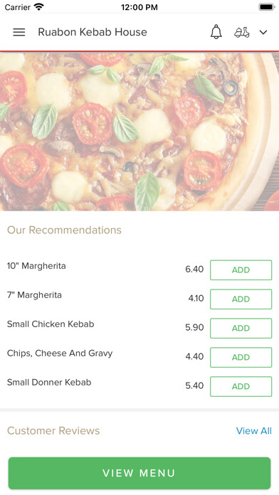 Emulate iPhone app Ruabon Kebab House using MyAndroid