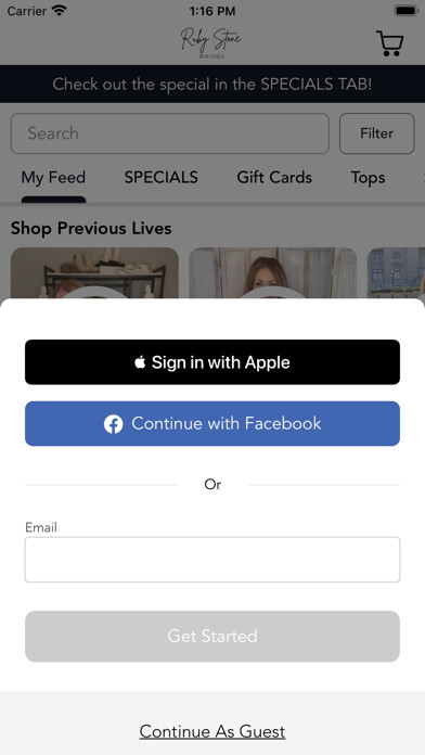 Emulate iPhone app Ruby Stone Boutique using MyAndroid