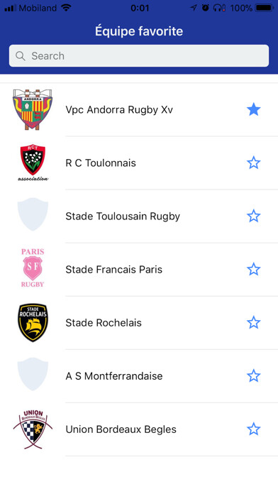 Emulate iPhone app Rugby France Amateur using MyAndroid