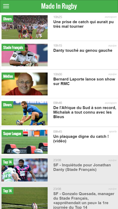 Emulate iPhone app Rugby infos using MyAndroid