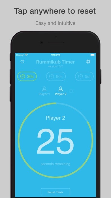 Emulate iPhone app Rummikub Timer using MyAndroid