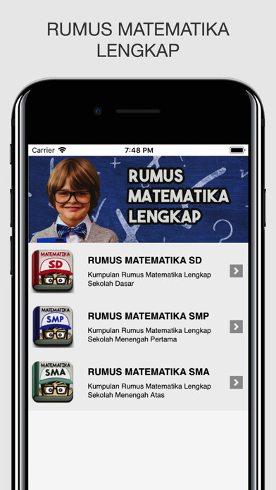 Emulate iPhone app Rumus Matematika using MyAndroid